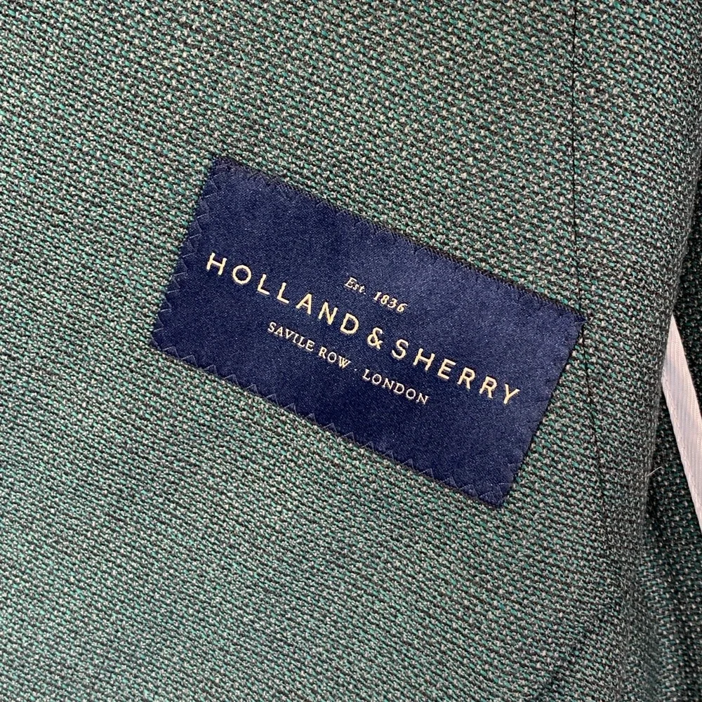 Holland & Sherry Blazer Jacket Men 40R Green Unlind Sport Coat